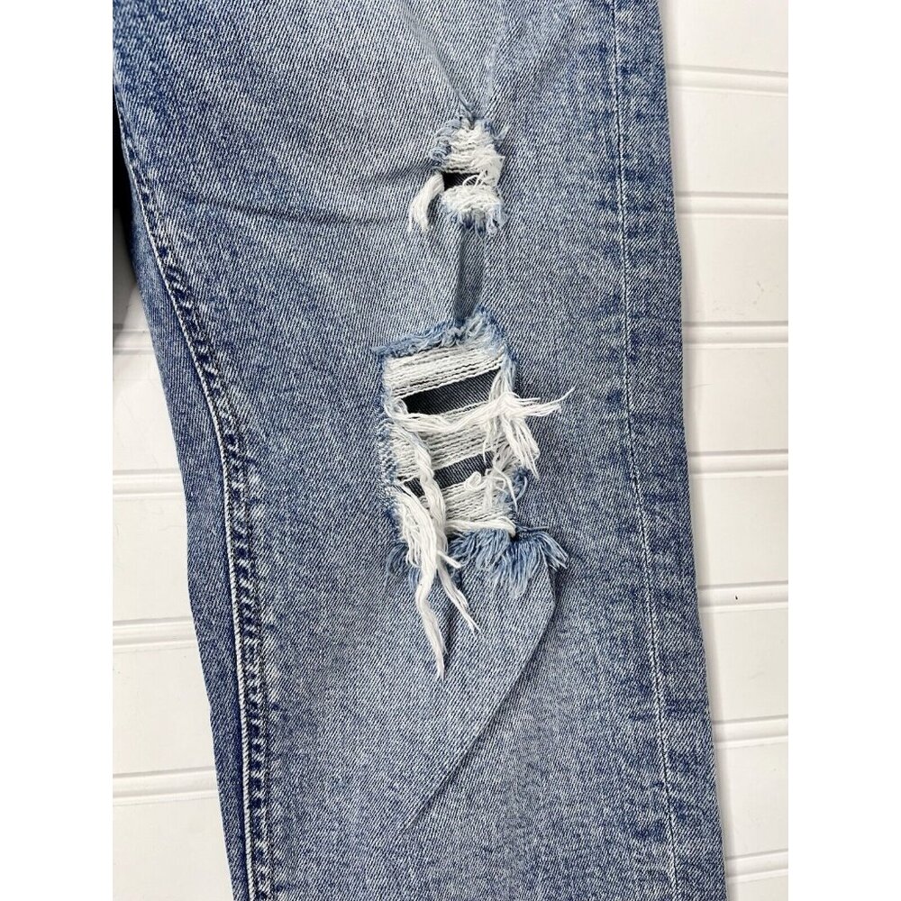 EXPRESS Women's Light Wash Distressed Raw Hem Mom Jean Super High Rise 00 - Picture 3 of 7